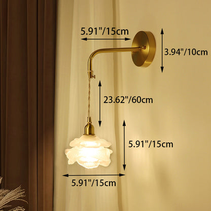 Luxury Rose Glass Brass 1-Light Wall Sconce Lamp
