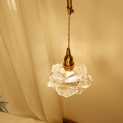 Luxury Rose Glass Brass 1-Light Wall Sconce Lamp