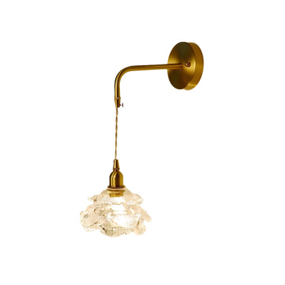 Luxury Rose Glass Brass 1-Light Wall Sconce Lamp