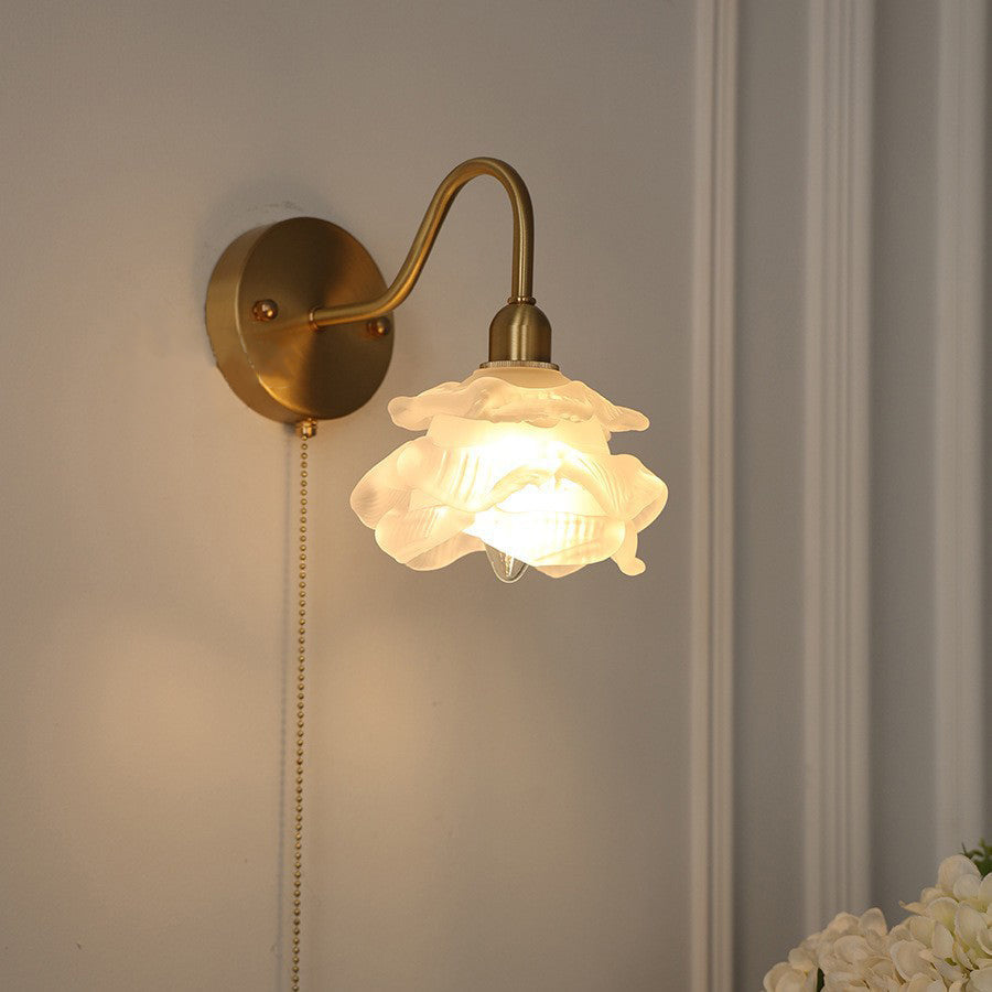 Pull Jellyfish Shape Brass Glass 1-Light Wall Sconce Lamp