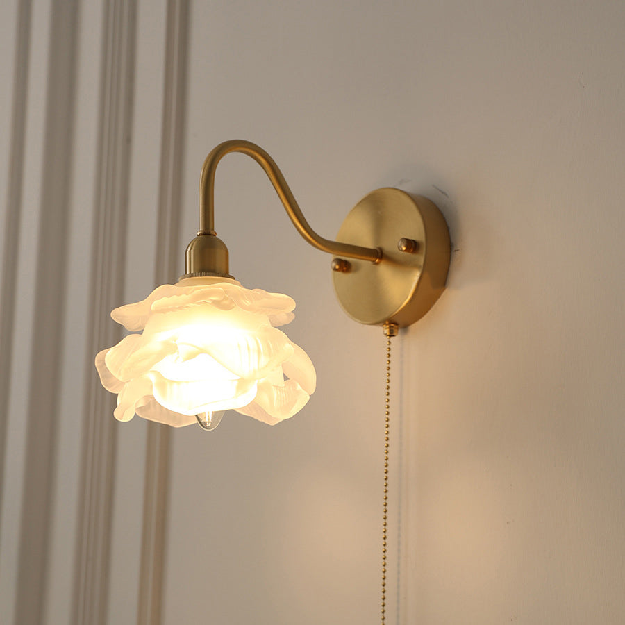 Pull Jellyfish Shape Brass Glass 1-Light Wall Sconce Lamp