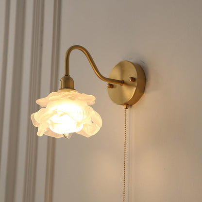 Pull Jellyfish Shape Brass Glass 1-Light Wall Sconce Lamp