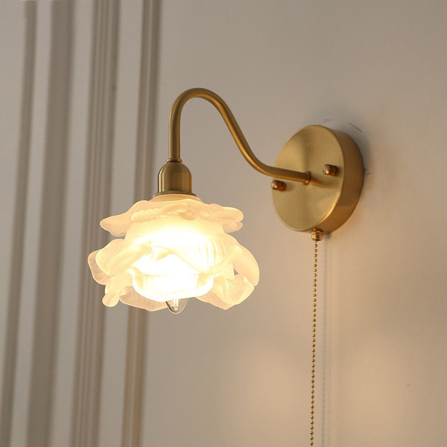 Pull Jellyfish Shape Brass Glass 1-Light Wall Sconce Lamp