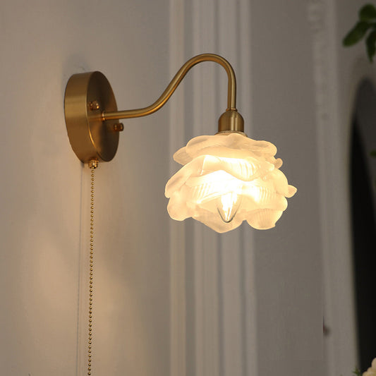 Pull Jellyfish Shape Brass Glass 1-Light Wall Sconce Lamp