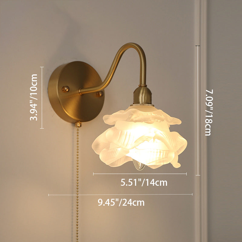 Pull Jellyfish Shape Brass Glass 1-Light Wall Sconce Lamp