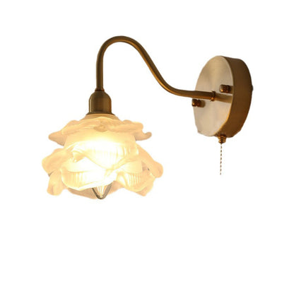 Pull Jellyfish Shape Brass Glass 1-Light Wall Sconce Lamp