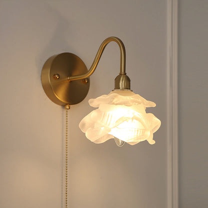 Pull Jellyfish Shape Brass Glass 1-Light Wall Sconce Lamp