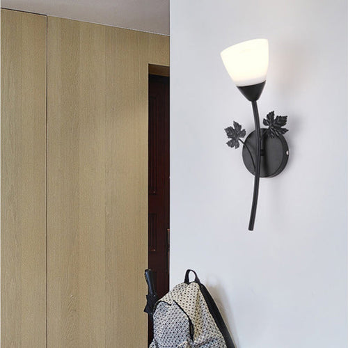 Creative Rose Flower Glass Iron 1/2 Light Wall Sconce Lamp