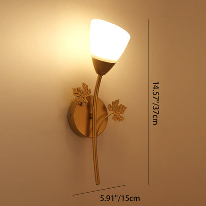 Creative Rose Flower Glass Iron 1/2 Light Wall Sconce Lamp