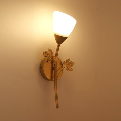 Creative Rose Flower Glass Iron 1/2 Light Wall Sconce Lamp