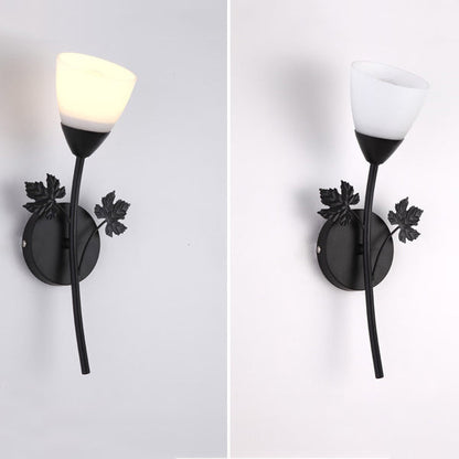 Creative Rose Flower Glass Iron 1/2 Light Wall Sconce Lamp