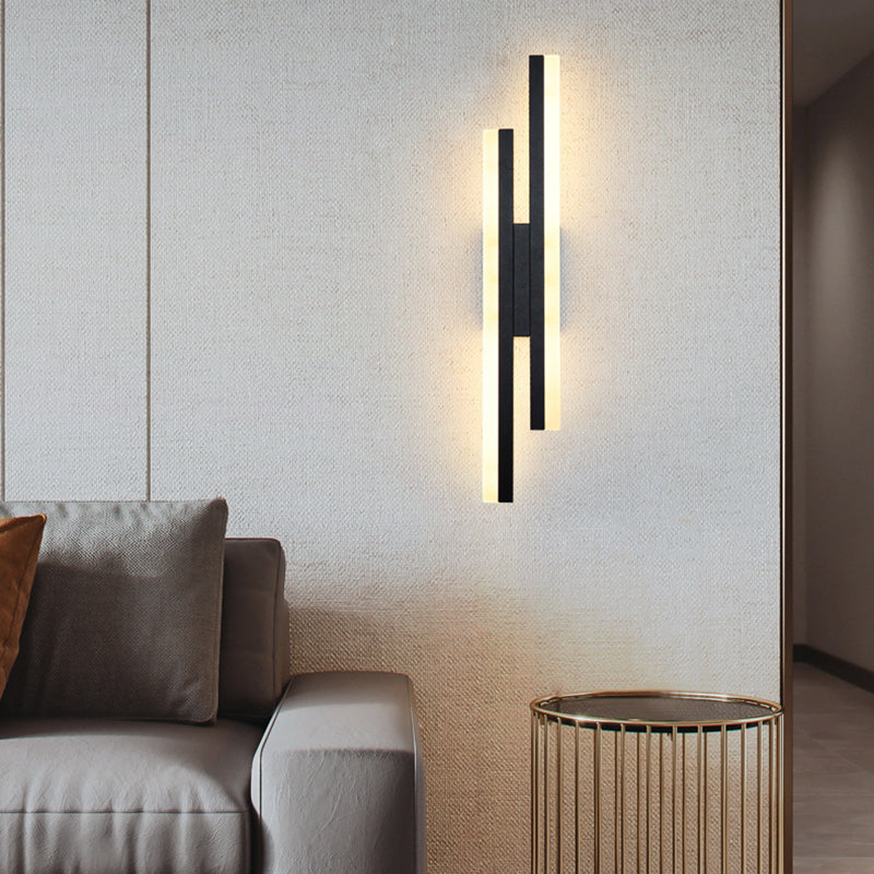 Iron Acrylic Asymmetrical Double Line LED Wall Sconce Lamp