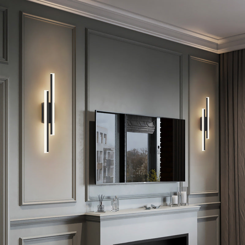 Iron Acrylic Asymmetrical Double Line LED Wall Sconce Lamp