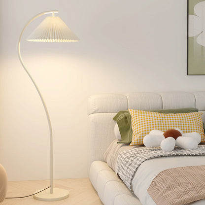 Modern Minimalist Pleated Fabric Iron 1-Light Standing Floor Lamp For Living Room