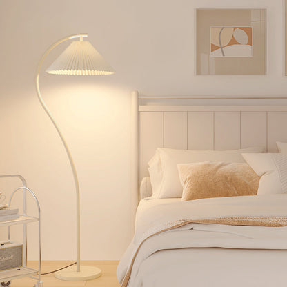 Modern Minimalist Pleated Fabric Iron 1-Light Standing Floor Lamp For Living Room