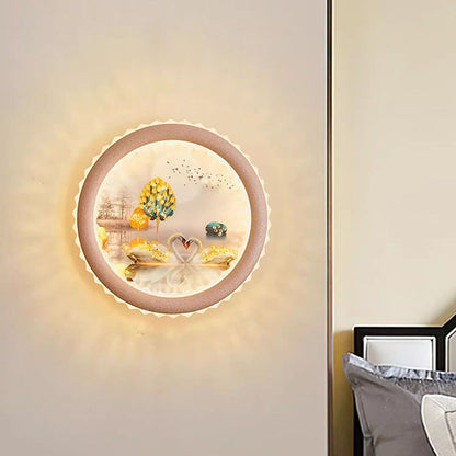 Deco Ginkgo Leaf Mural Iron Acrylic LED Wall Sconce Lamp