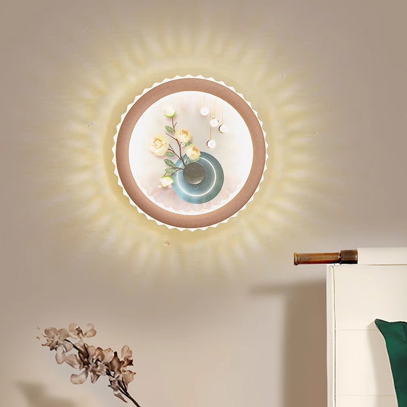 Deco Ginkgo Leaf Mural Iron Acrylic LED Wall Sconce Lamp