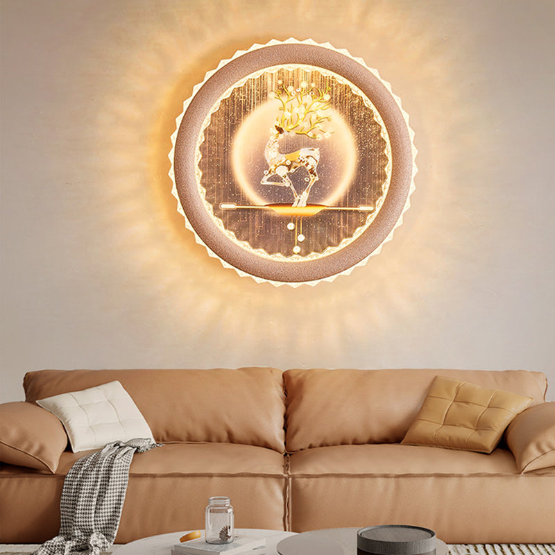 Deco Ginkgo Leaf Mural Iron Acrylic LED Wall Sconce Lamp
