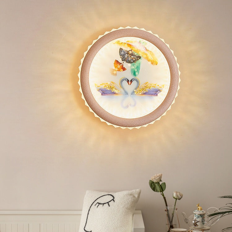 Deco Ginkgo Leaf Mural Iron Acrylic LED Wall Sconce Lamp