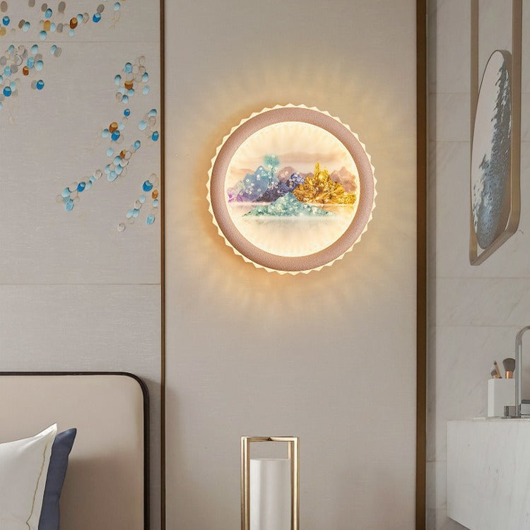 Deco Ginkgo Leaf Mural Iron Acrylic LED Wall Sconce Lamp