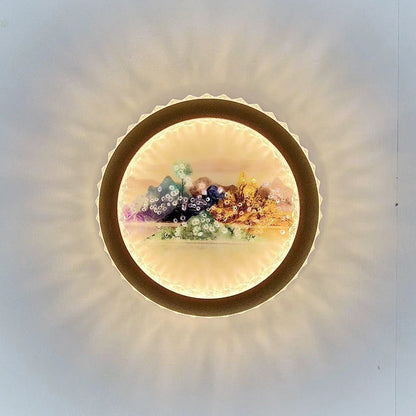 Deco Ginkgo Leaf Mural Iron Acrylic LED Wall Sconce Lamp