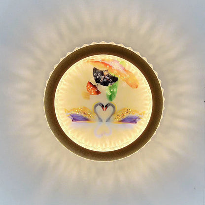 Deco Ginkgo Leaf Mural Iron Acrylic LED Wall Sconce Lamp