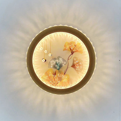 Deco Ginkgo Leaf Mural Iron Acrylic LED Wall Sconce Lamp