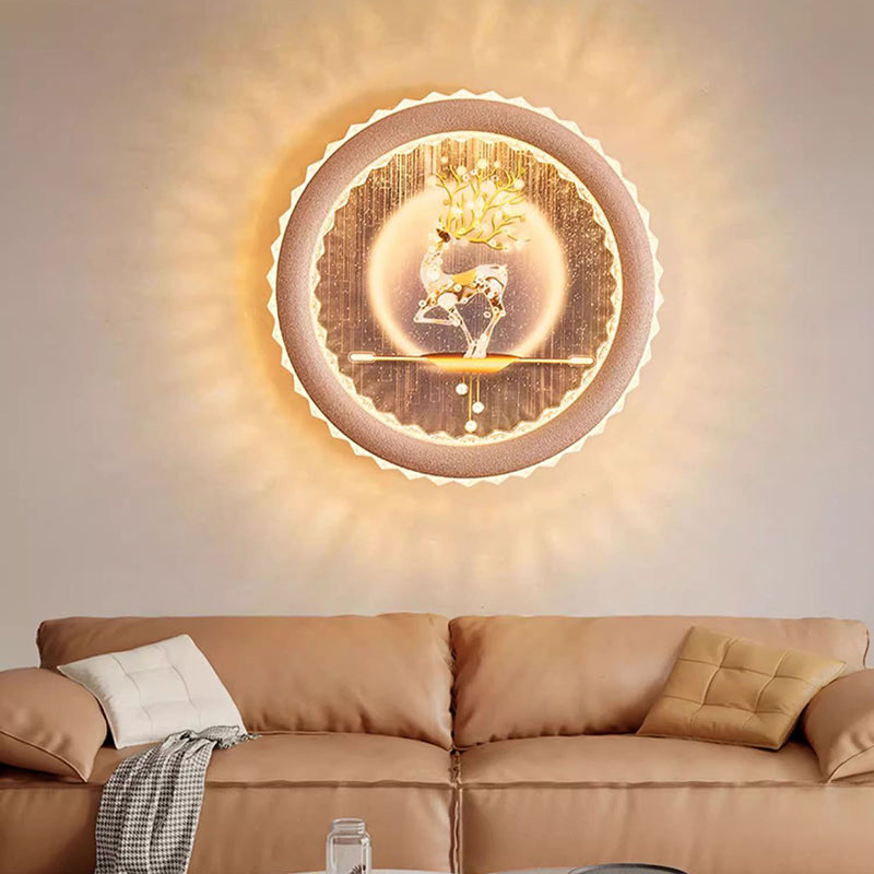 Deco Ginkgo Leaf Mural Iron Acrylic LED Wall Sconce Lamp