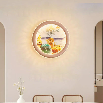 Deco Ginkgo Leaf Mural Iron Acrylic LED Wall Sconce Lamp