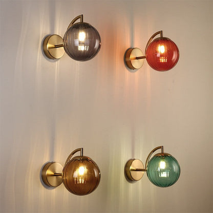 Macaron Glass Ball Iron Aluminum 1-Light Wall Sconce Lamp