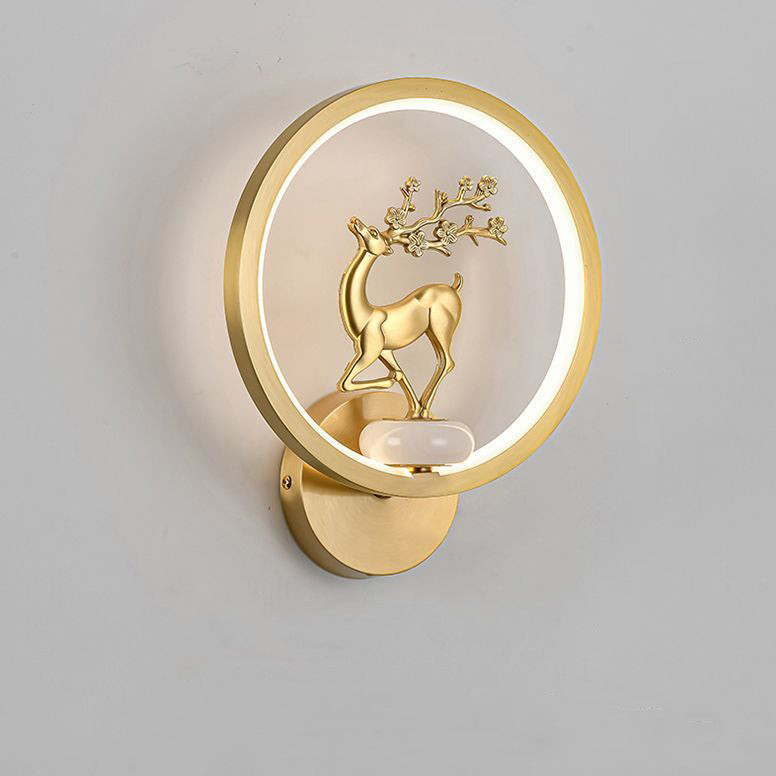 Chinese Deer Brass Silicone LED Wall Sconce Lamp