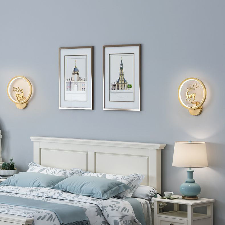 Chinese Deer Brass Silicone LED Wall Sconce Lamp