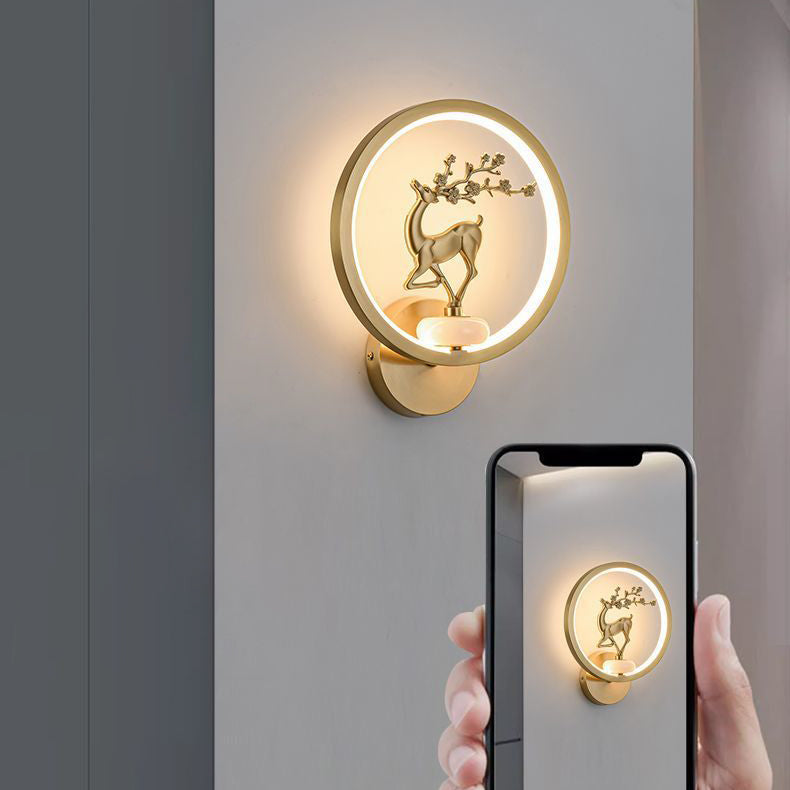 Chinese Deer Brass Silicone LED Wall Sconce Lamp