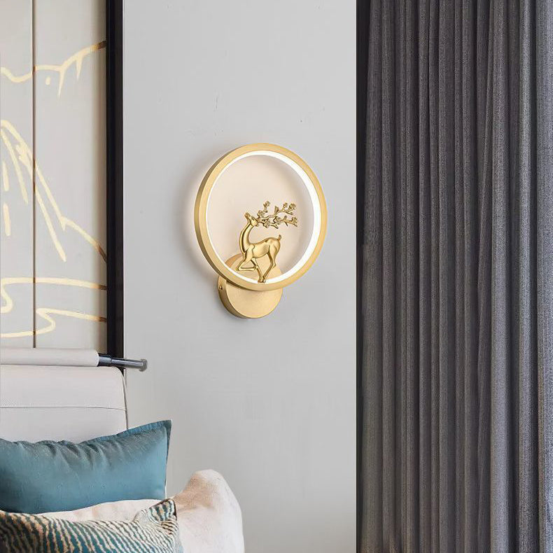 Chinese Deer Brass Silicone LED Wall Sconce Lamp