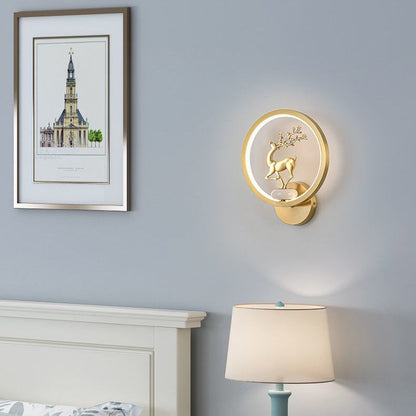 Chinese Deer Brass Silicone LED Wall Sconce Lamp