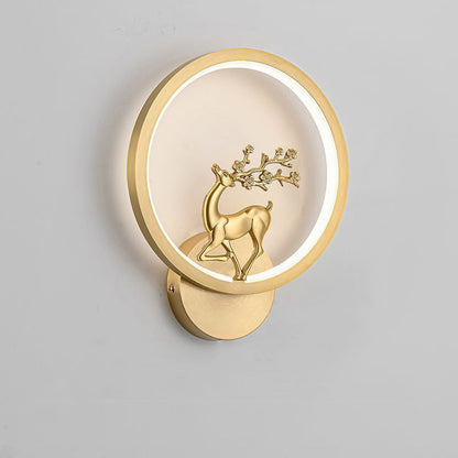 Chinese Deer Brass Silicone LED Wall Sconce Lamp
