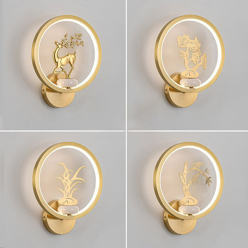 Chinese Deer Brass Silicone LED Wall Sconce Lamp