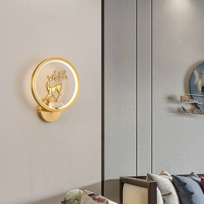 Chinese Deer Brass Silicone LED Wall Sconce Lamp