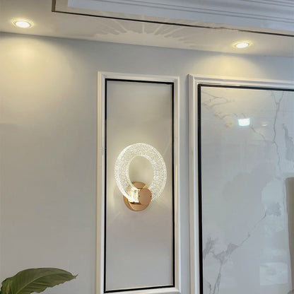 Circular Bubble Crystal Iron Aluminum LED Wall Sconce Lamp