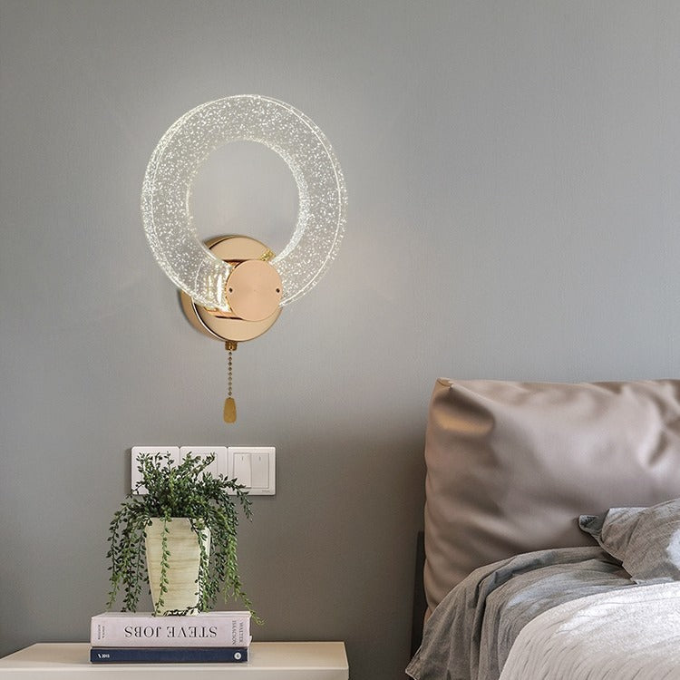 Circular Bubble Crystal Iron Aluminum LED Wall Sconce Lamp