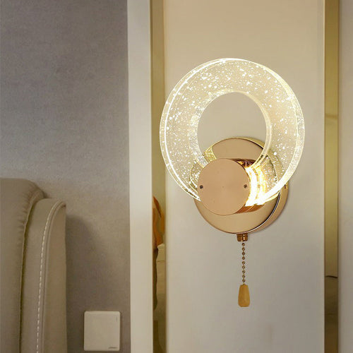Circular Bubble Crystal Iron Aluminum LED Wall Sconce Lamp