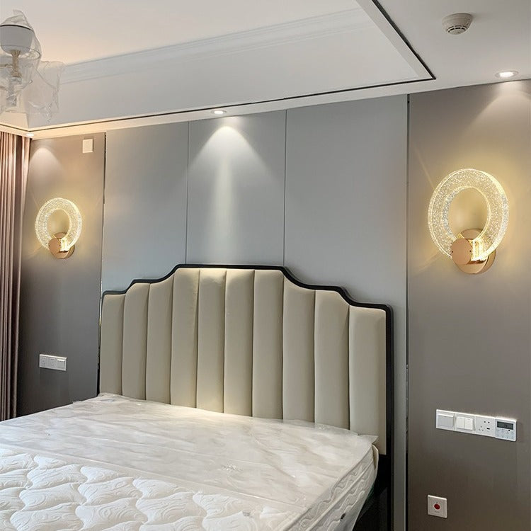 Circular Bubble Crystal Iron Aluminum LED Wall Sconce Lamp