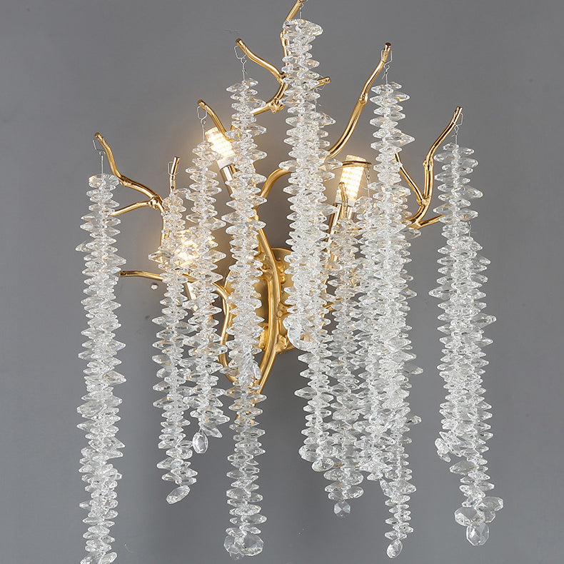 Tree Tassel Crystal Aluminum 3-Light Wall Sconce Lamp