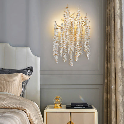 Tree Tassel Crystal Aluminum 3-Light Wall Sconce Lamp