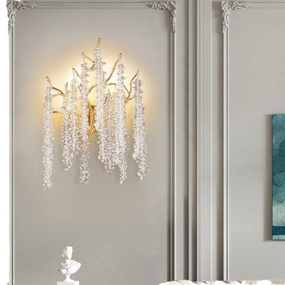 Tree Tassel Crystal Aluminum 3-Light Wall Sconce Lamp