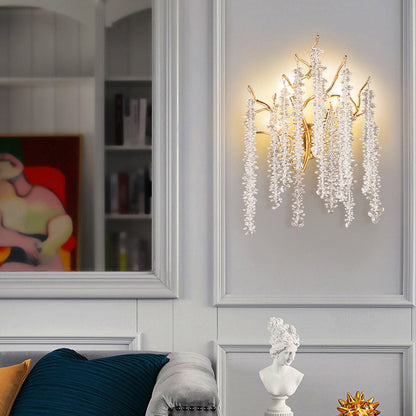 Tree Tassel Crystal Aluminum 3-Light Wall Sconce Lamp