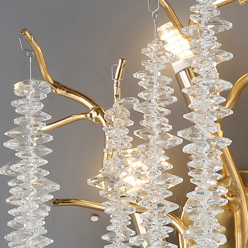 Tree Tassel Crystal Aluminum 3-Light Wall Sconce Lamp