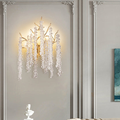 Tree Tassel Crystal Aluminum 3-Light Wall Sconce Lamp