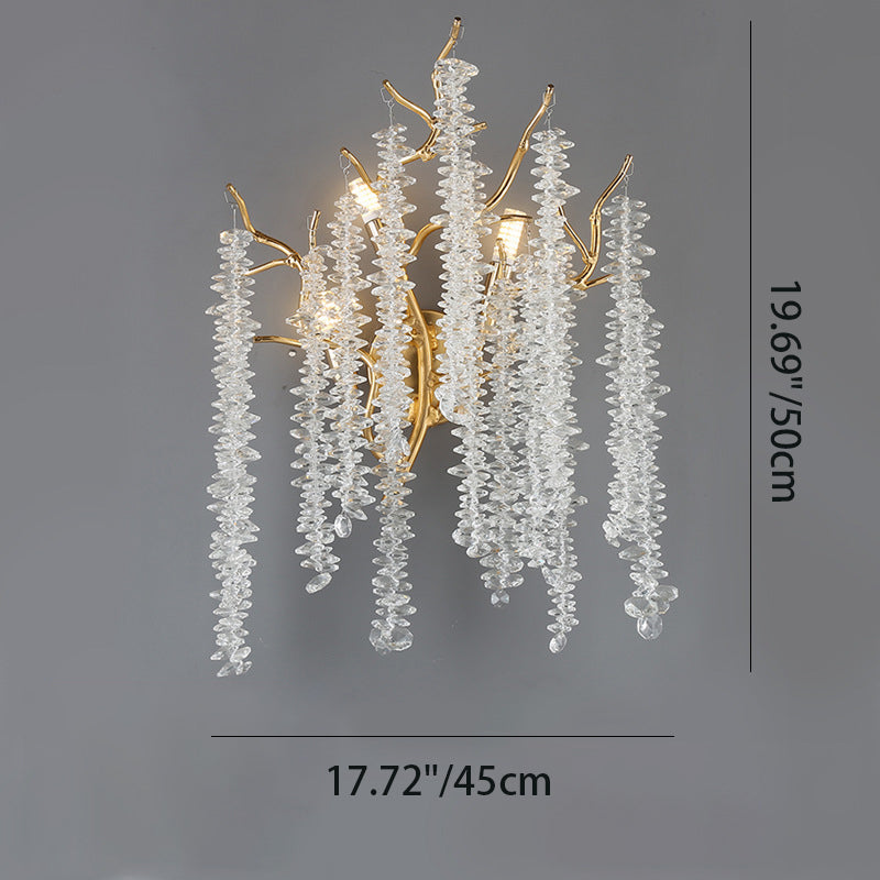 Tree Tassel Crystal Aluminum 3-Light Wall Sconce Lamp