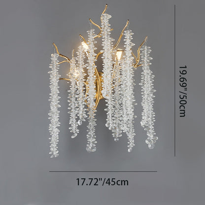 Tree Tassel Crystal Aluminum 3-Light Wall Sconce Lamp